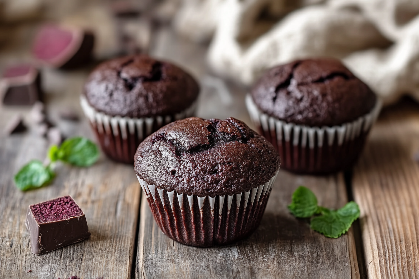Fudgy Vegan Double Chocolate Beet Muffins