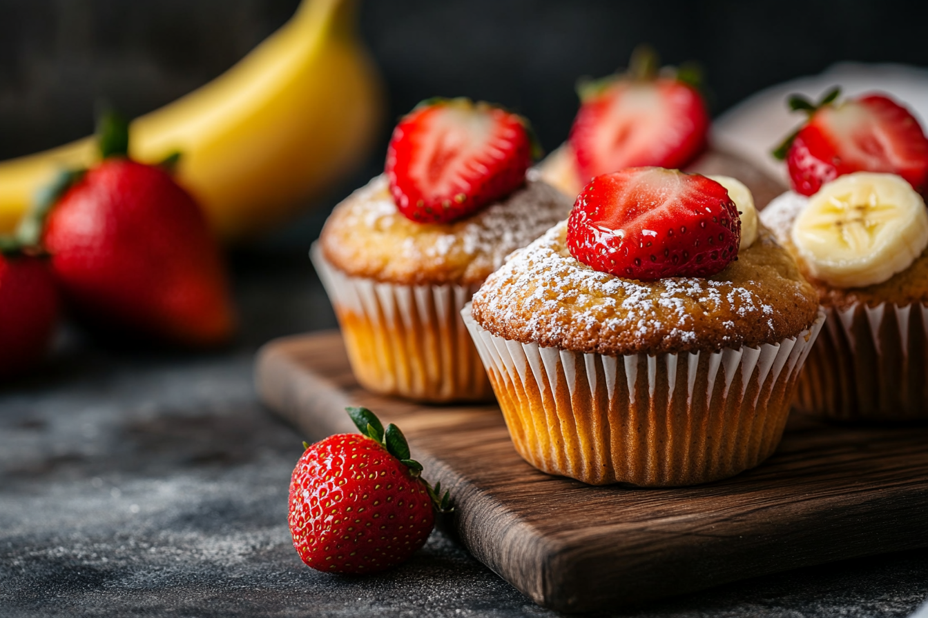 Healthy Strawberry Banana Muffins