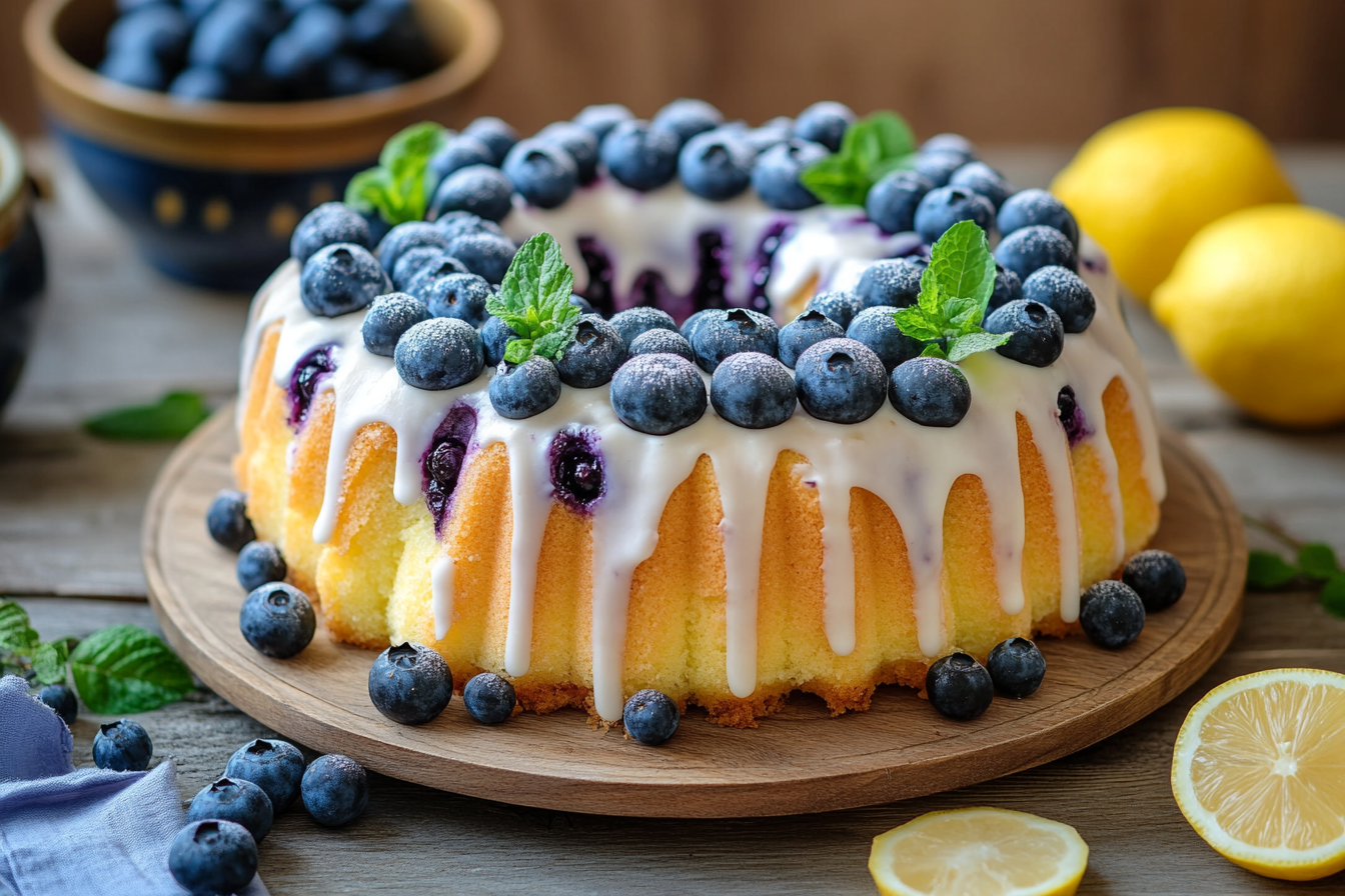 Lemon Blueberry Poke Cake