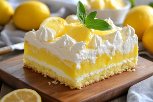 Lemon Pudding Poke Cake