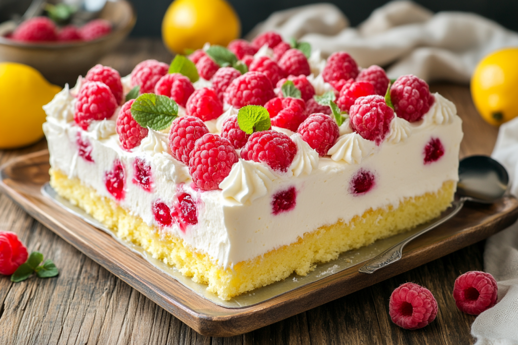 Lemon Raspberry Poke Cake | Cakes Fiesta