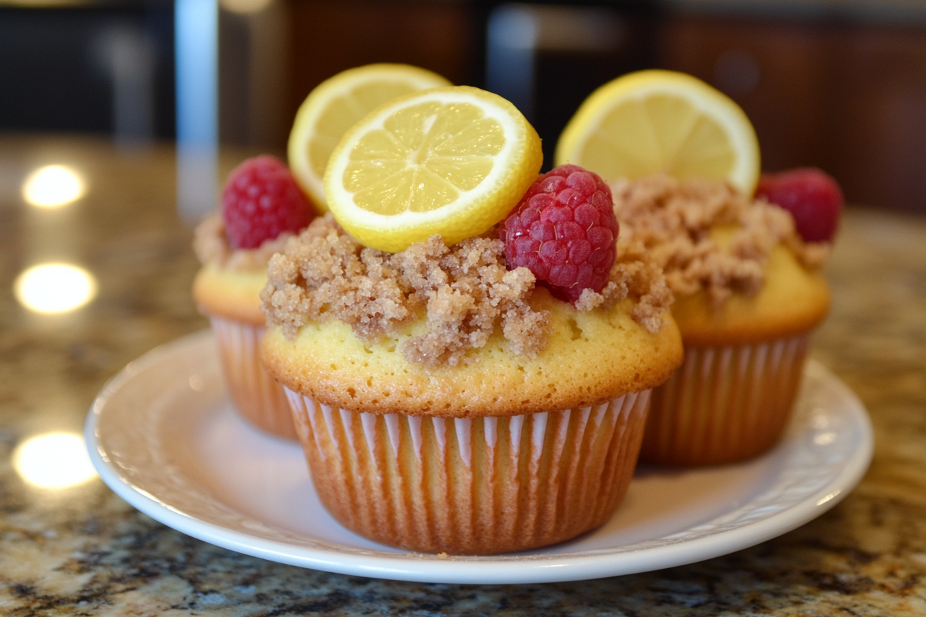 Lemon Raspberry Streusel Muffins