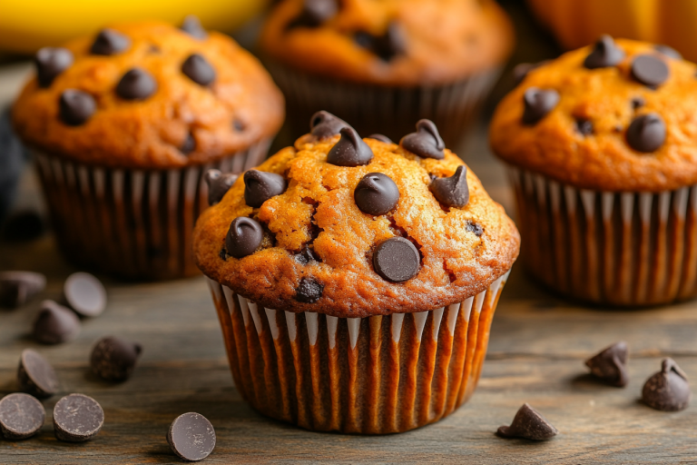 Pumpkin Banana Chocolate Chip Muffins
