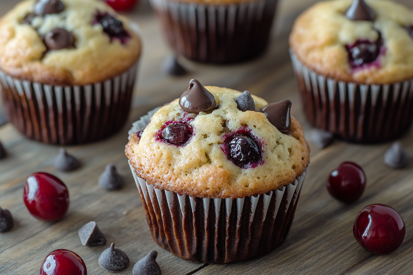 Vegan Cherry Dark Chocolate Chip Muffins