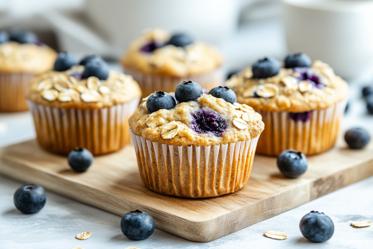 Banana Blueberry Oatmeal Muffins