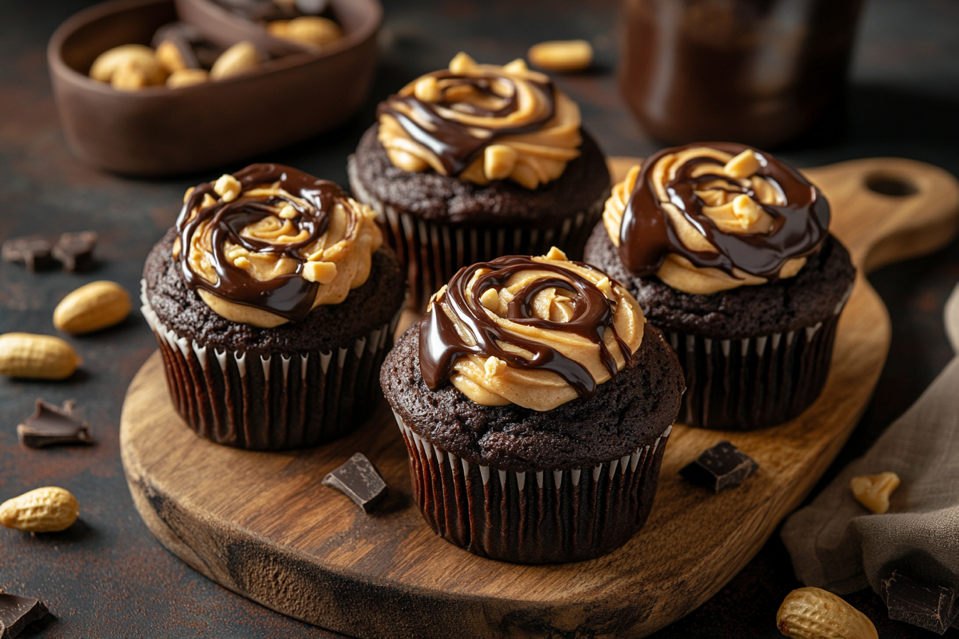 Chocolate Peanut Butter Swirl Muffins