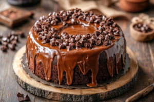 Chocolate caramel poke cake