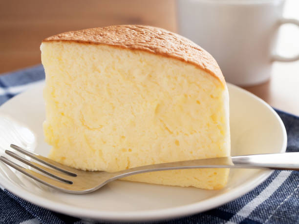 Jiggly Japanese Cotton Cheesecake on a plate