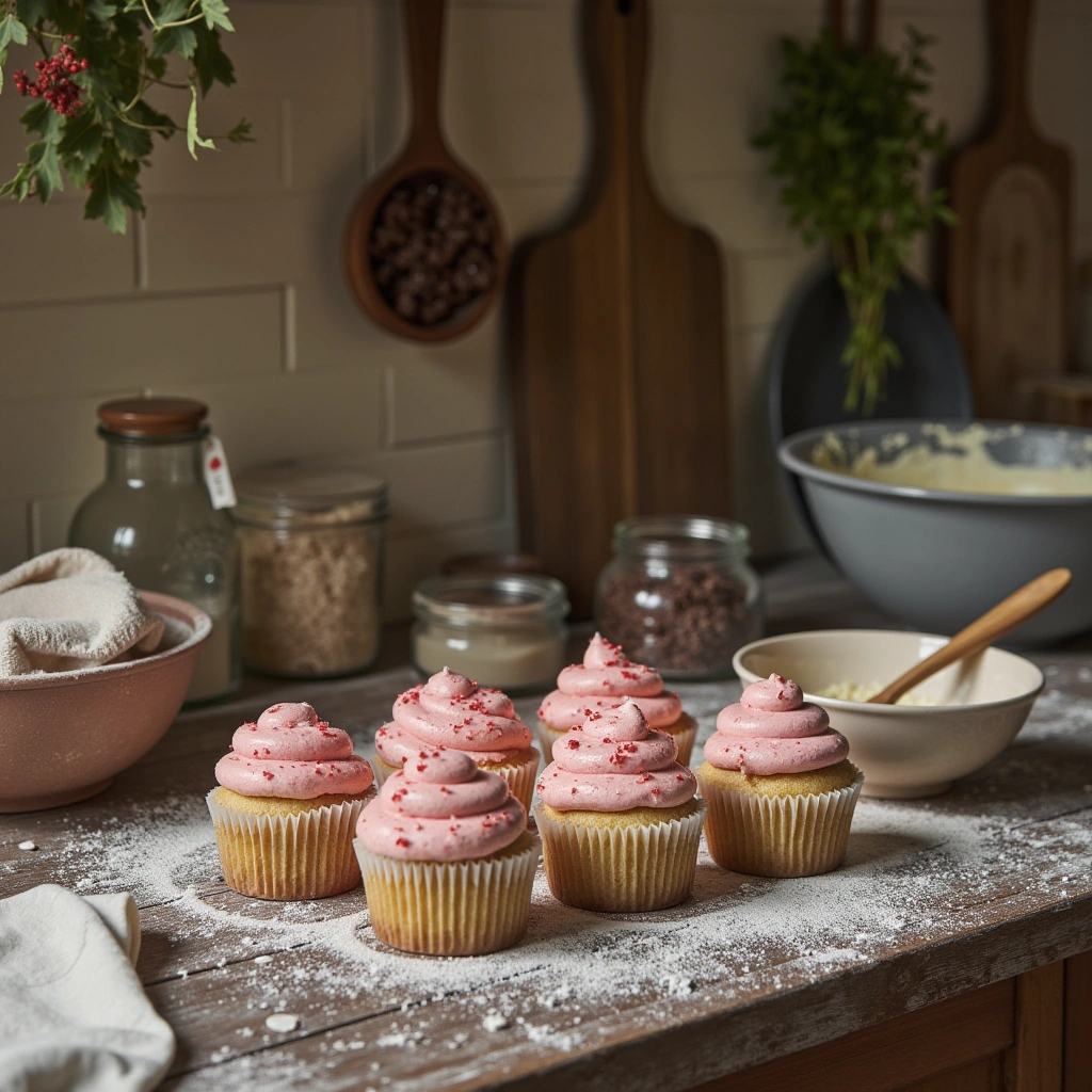 What Are Pistachio Cupcakes with Strawberry Frosting?