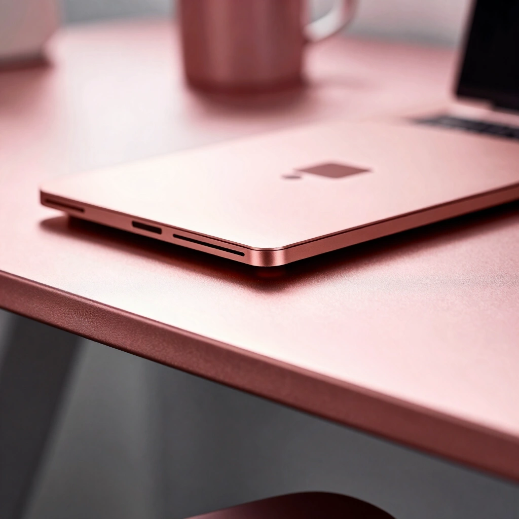 3. Rose Gold and Grey Desk Setup